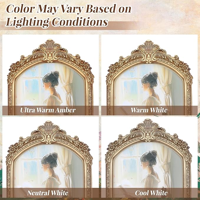 8x10 Inch Vintage Picture Frame, Elegant Antique Photo Frames with Glass Front, Sunlit Vintage Picture Frame, Photo Display, Tabletop Wall Hanging, Gift Ideas, Bronze Gold
