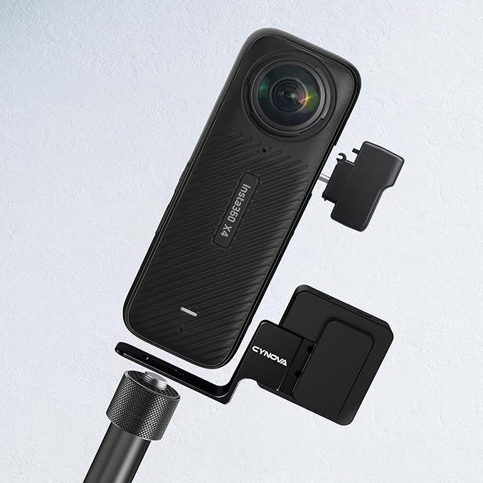CYNOVA Cold Shoe for Insta360 X4 Accessories, Invisible Mic Bracket Compatible with insta360 X4 / X3 / One X2 for RODE Wireless GO Microphone Holder (with 3.5mm Audio Cable)