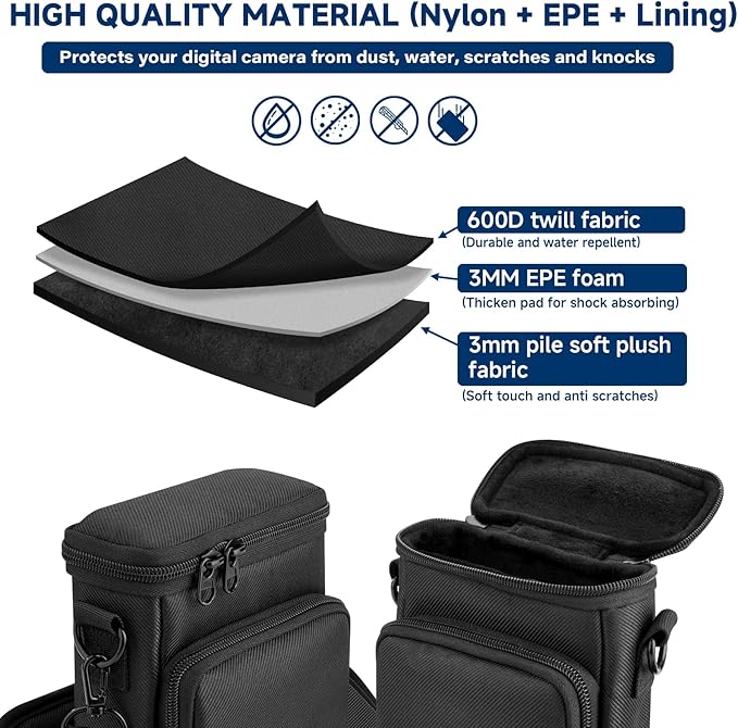 Protective Travel Case Compatible with Fujifilm Instax Mini EVO/LIPLAY/LiPlay+ Hybrid Instant Camera - Portable Storage Bag with Adjustable Strap & Belt Loop, Black (Case Only)‌