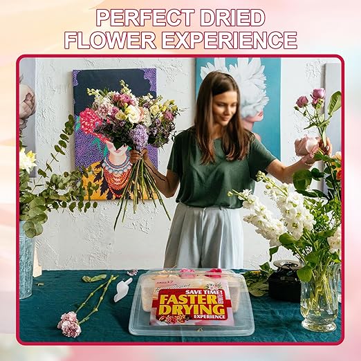 Silica Gel Flower Drying Crystals Desiccant 5LBS, 6-in-1 Fast Drying Kit with Sealed Box, Gloves, Brush, Shovel, Reusable Flower Drying Silica Sand, DIY Wedding Bouquet Flower Preserving Kit