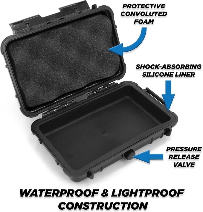 CASEMATIX Hard Shell 35mm Film Case - 7" Waterproof & Lightproof Holder for up to 12 x 35mm or 8 x 120 Film Rolls, Travel Container