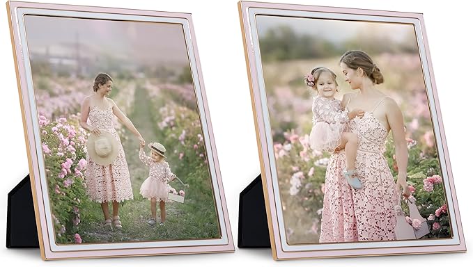 Sheffield Home Tabletop Picture Frame – Iron Enamel Decorative Display Frame for Home or Office, 5x7 Inch, Light Pink