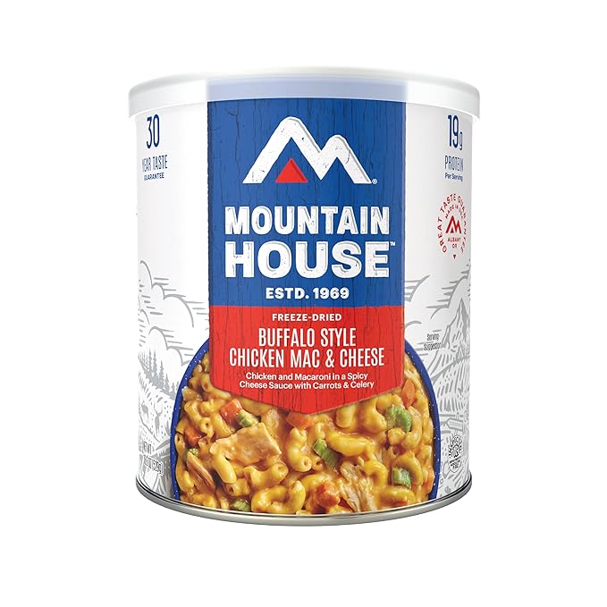 Mountain House Buffalo-Style Chicken Mac & Cheese Freeze-Dried Food for Camping, 8 Servings, 30-Year Shelf-Life