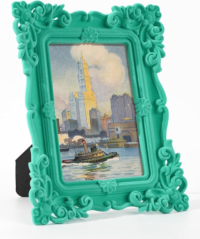 Pink Picture Frame 5x7 for Portraits Wedding Photos, Small Cute Decorative Frame with Stand for Cozy Home Decor, Unique Gift for Housewarming Birthday Baby Shower Graduation (Green)