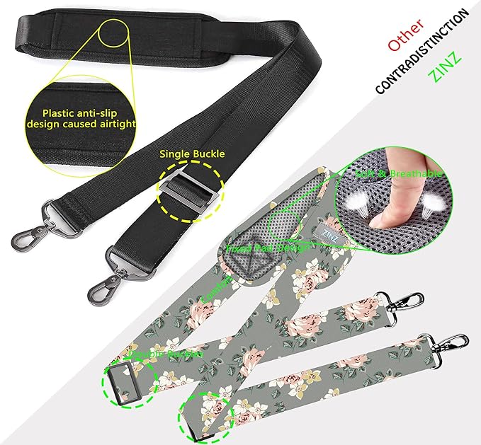 ZINZ Shoulder Strap 58" Ultra-Thick Fixed Padded and Adjustable Buckles Crossbody Strap for Briefcase Laptop Bag Luggage