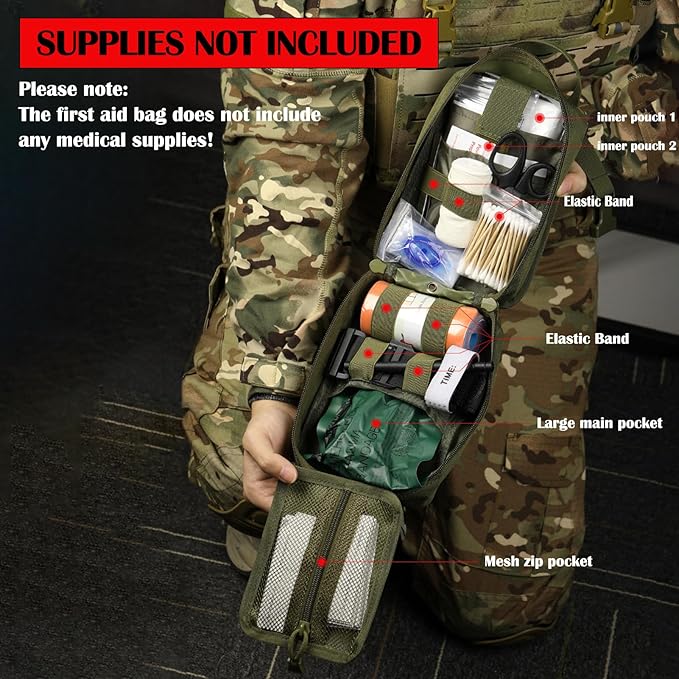first aid kit bag empty Molle ifak pouch emt tactical medical pouch med rip away belt pouch small rescue tool pouches (TAN)