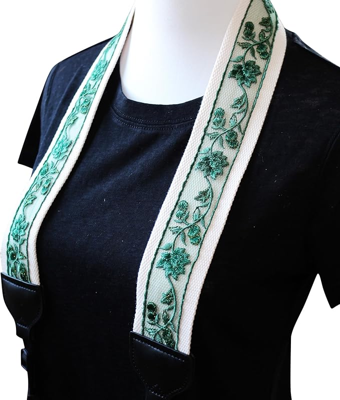 UNIKSTRAP Original Design Adjustable Camera Strap Green Lace, 2 Inch (5cm) Width, Fit for Canon Nikon Sony Interchangeable Lens Digital Camera/DSLR