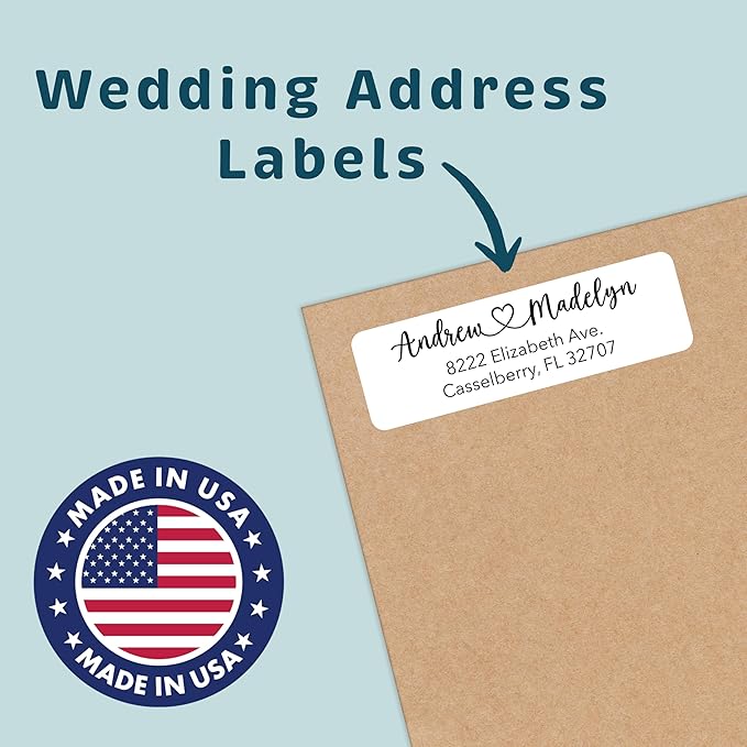 Personalized Return Address Labels - Custom Address Stickers on Sheets for Wedding Invitations (100-1000 Labels)