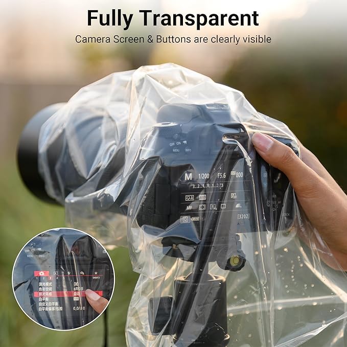 1+1 Camera Rain Cover Without/with Flash for Canon EOS 4000D 90D 80D 77D 70D 5D 6D 7D Rebel T8i T7i T7 T6i T6 T5i for Nikon D500 D610 D750 D800 D7500 D7200 D5600 D3500 D3400 for Sony A7R A7S A7C