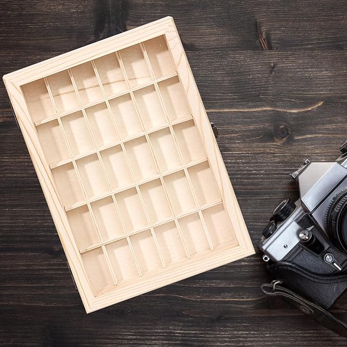 Film Case/135 Film Case -for 30 Rolls of 35mm Films-Decorative Collector's Shadow Box to Sort & Enjoy & Safeguard Film, Vintage Wooden Chest (Film is not Included)