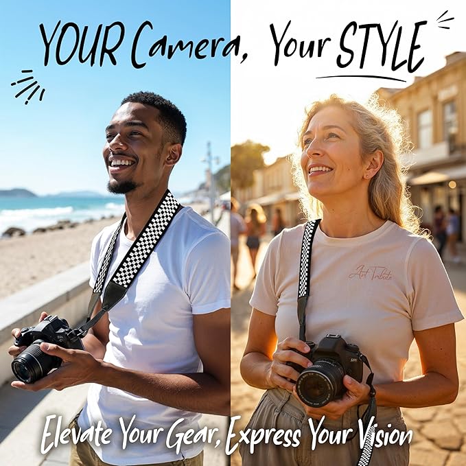 Art Tribute Camera Strap for All DSLR and Mirrorless Cameras. Add Your Name Or Initials Make It a Personalized Gift