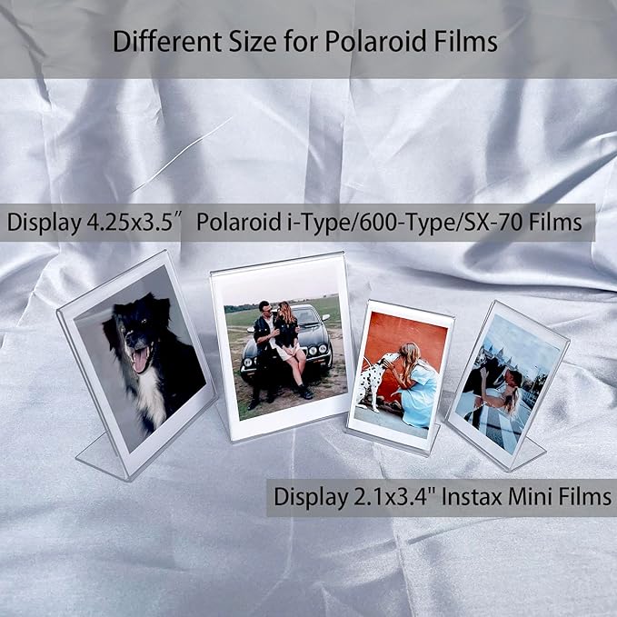 SULEPE 3.5 x 4.25 Polaroid Picture Frame for i-Type/600/SX-70/OneStep+/Instax Wide Square 300/200/210, Desktop Acrylic Picture Frame for Instant Color I-Type Film, 5 Pcs