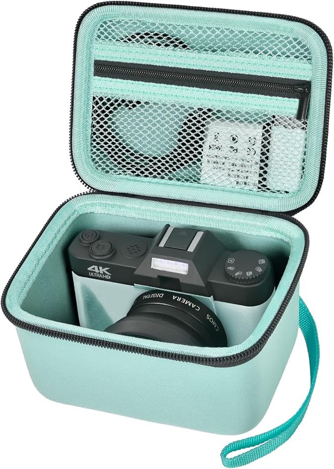 Vlogging Camera Case Compatible with for Duluvulu/for VJIANGER/for JGIPL/for TEBNGIHNM 4K Digital Cameras for Youtube. Vlog Camera Carrying Storage for Lens, Cable and Other Accessories - Green