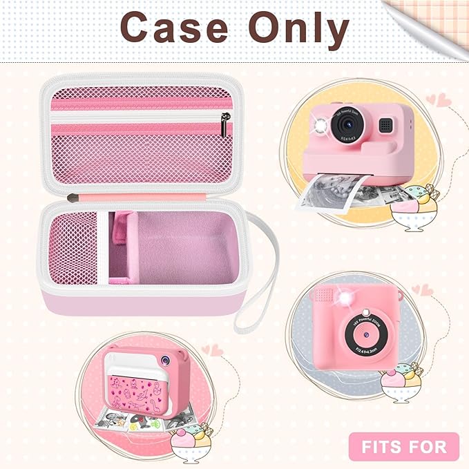 Case Compatible with DYLANTO for ESOXOFFORE for ETIKEZ for YTETCN for DUDUDRAGON Instant Print Camera, Kids Camera Storage for Accessories (Box Only) (Single Case, Pink)