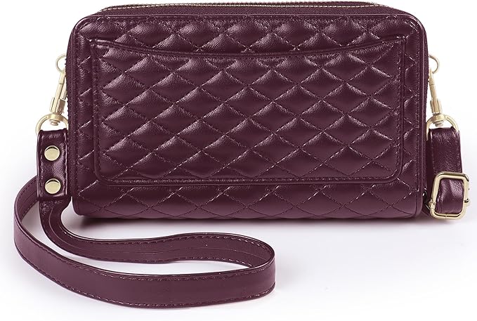 Harryshell Compatible with Samsung Galaxy S25 Ultra Case Wallet Multi Zipper Detachable Removable Cover Purse with Card Slots Holder Mirror Crossbody Strap (Compatible with Magsafe-Burgundy)
