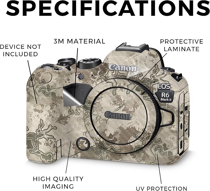 Carbon Fiber Camera Skin Compatible with Canon EOS R6 Mark II Camera (2022) - Viper Western - Premium 3M Vinyl Protective Wrap Decal Cover - Easy to Apply | Crafted in The USA by MightySkins