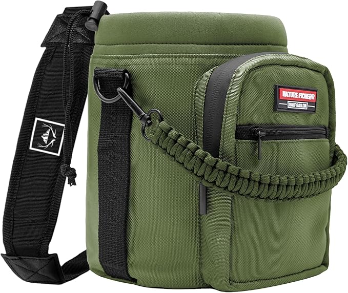 NATURE PIONEOR Water Bottle Holder with Adjustable Strap - Half/One Gallon (64/128oz) Insulated Water Bottle Sling Carrier with Phone Pocket & Paracord Handle, Outdoor Camping, Hiking, Gym