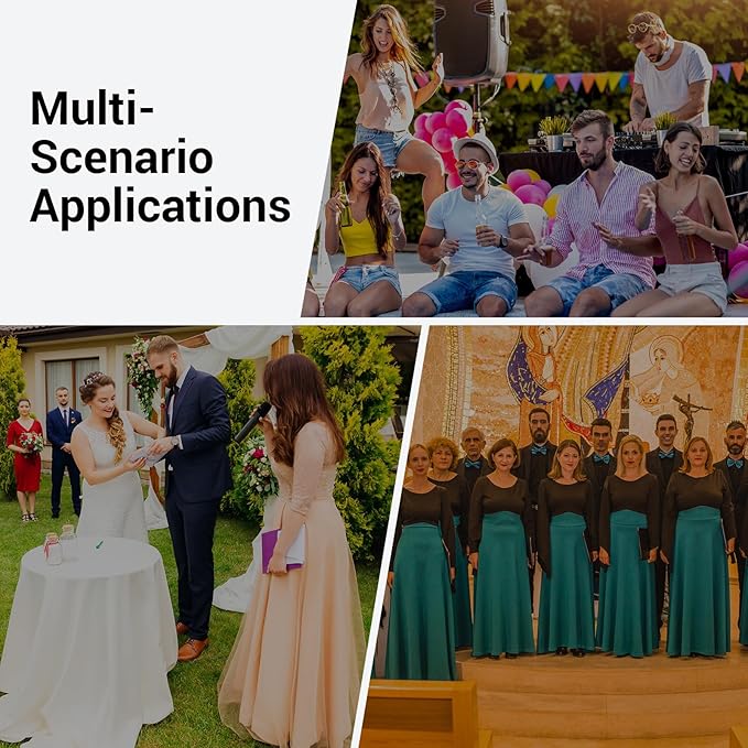 TONOR Wireless Microphones System with 4x10 Channels Cordless Handheld Microfono Inalambrico, UHF Mics with Stable Signal Transmission for Karaoke Singing Party Church Wedding 60 m/200ft Red