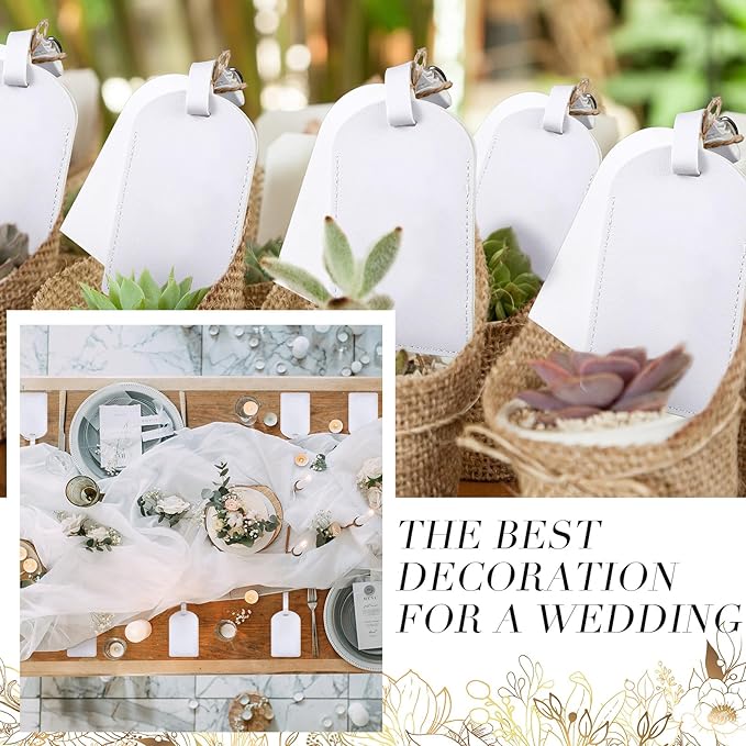 Amylove 48 Sets Leather Luggage Tags Bulk Wedding Favors Luggage Tags for Guests Bridal Gifts Wedding Bridal Shower Gift PU Leather with Name ID Card Tag for Guests