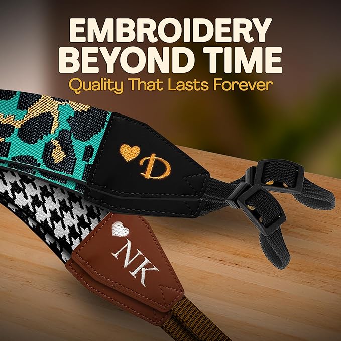 Art Tribute Camera Strap for All DSLR and Mirrorless Cameras. Add Your Name Or Initials Make It a Personalized Gift
