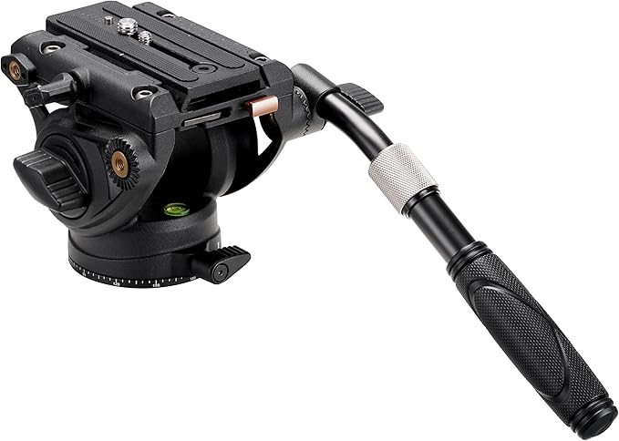 Cayer K6 Fluid Head, Metal Camera Tripod Head with Adjustable Pan Handle, Heavy Duty Video Tripod Pan Tilt Head for Video Cameras, DSLR Cameras, Telescope,Tripod, Monopod, up to 17.6 lbs