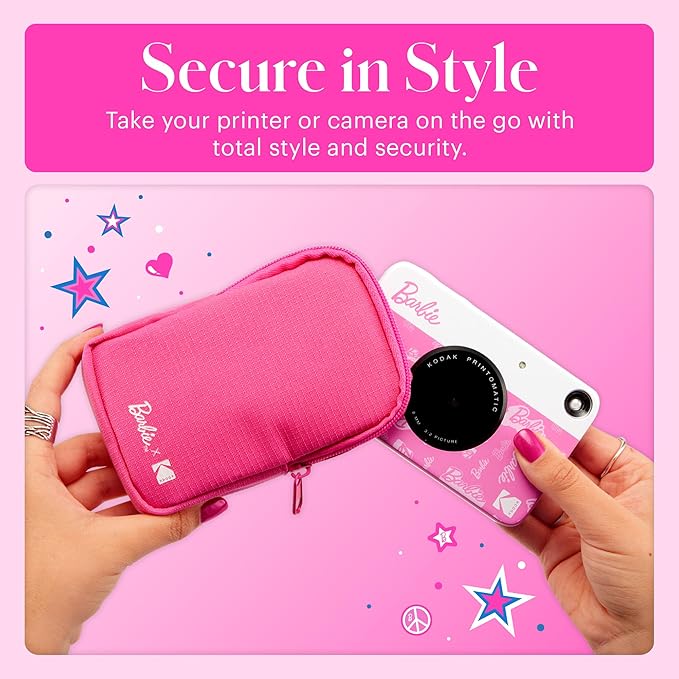 Kodak x Barbie Printomatic Full-Color Instant Print Digital Camera Barbie Deluxe Bundle (Iconic Style)+ Barbie Deluxe Camera Case + Barbie Photo Album + Zink Paper (20 Sheets)
