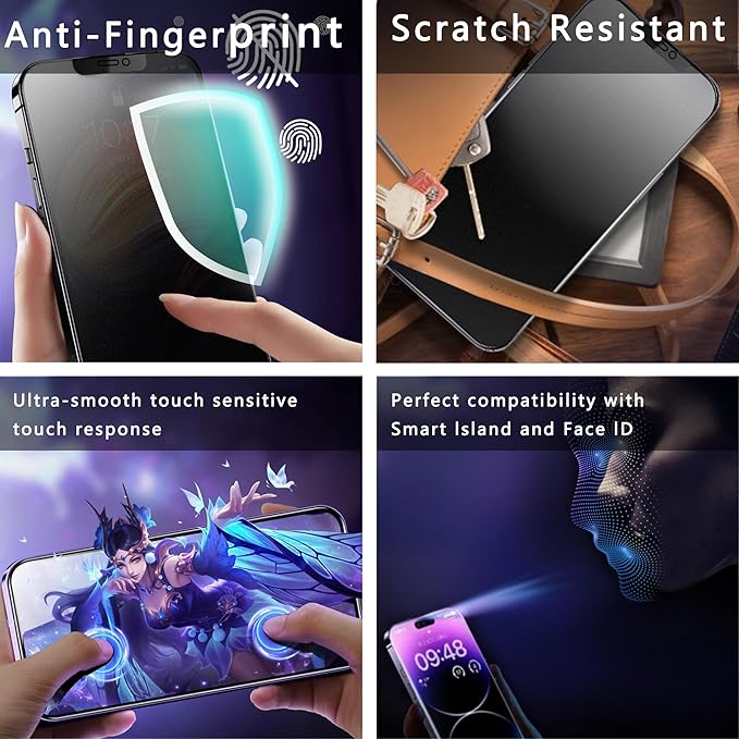 CHRYSHA 2 Pack Matte Privacy Screen Protector for iPhone X/iPhone XS/iPhone 11 Pro, 9H Tempered Glass, Full Coverage, Anti-Fingerprint, Auto Dust-Elimination, No Bubble, Easy Installation