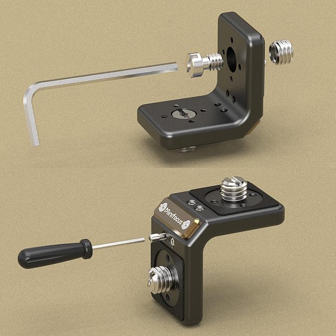 1 Pcs Mini L-Shaped Mount Plate, Right-Angle Plate Mounting Bracket with ARRI, 90° Angle Video Rig Adapter for Wireless Video Transmitter, V-Mount Battery, Monitor, Max.Load 3.0kg