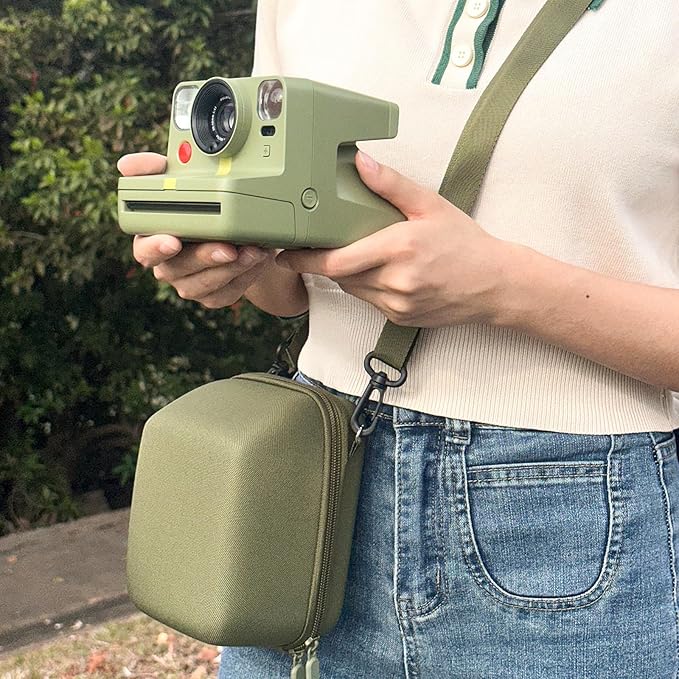 WOGOZAN Protective Case for Polaroid Now 2nd/3rd, Now+ Gen 2/3rd, I-Type, OneStep+, Onestep 2, FILP, Instant Film Camera - Hard Shell Camera Case with Adjustable Shoulder Strap (Green) (No Camera)