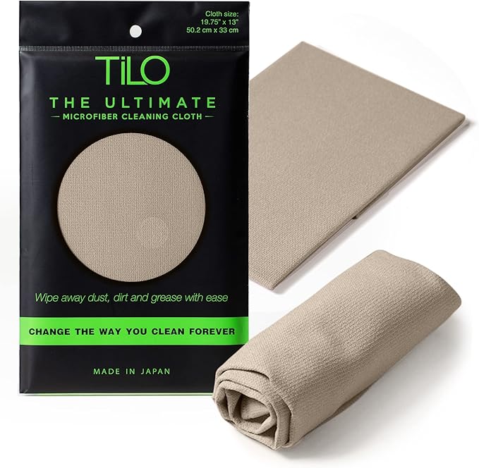 TiLO Microfiber Cleaning Cloth – 19 x 13-inch Microfiber Cleaning Cloths – Ultra-Absorbent and Reusable – Soft Polishing Cloth for Dust, Grease, Dirt – Non-Abrasive – Beige