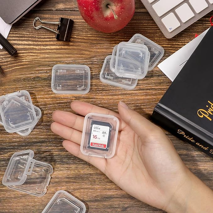 NUOMI 15Pcs SD/SDHC Memory Card Case Holder, Standard SD Plastic Storage Boxes, Clear Compact