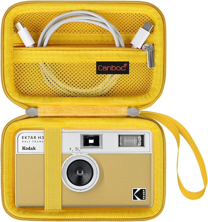 Canboc Carrying Case for KODAK EKTAR H35/ H35N/ KODAK Snapic A1 Film Camera, H35/ Snapic A1 Film Camera Bag, Zipper Mesh Pocket fits Film, Batteries, USB Cable, Yellow (Case Only)