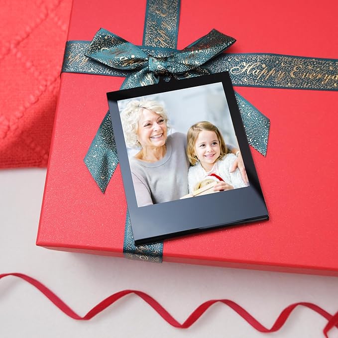 6 PCS Polaroid Film Photo Frame Ornaments 3.5 * 4.25inch Polaroid Picture Frame Display With Writing Space,Double-Sided instax mini Frame For Christmas Tree Decor, Hanging Mini Photo Frame Ornaments For Kids (Black)