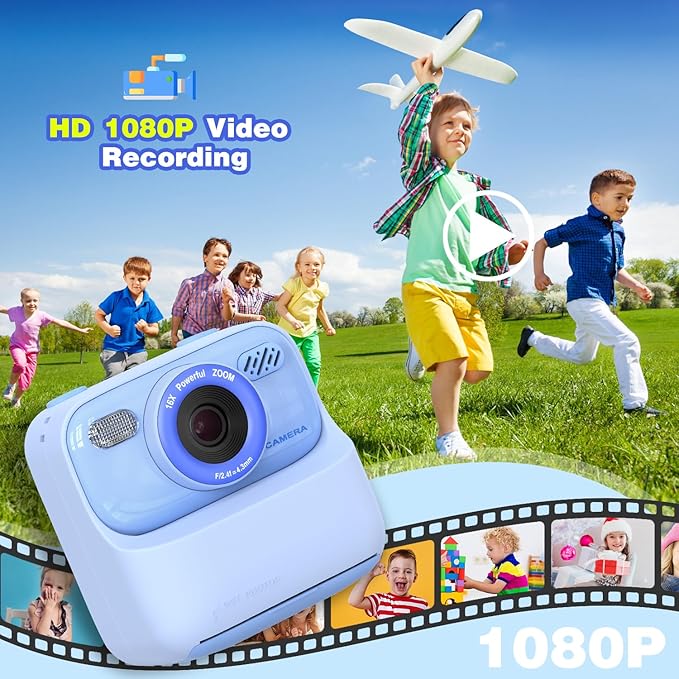 masterbee Kids Camera Instant Print Photo, Birthday Gifts for Girls and Boys, Kids Digital Camera Toys, 1080P HD Video, 3 4 5 6 7 8 9 10 11 12 Year Old Boy Gifts/Girl Gifts