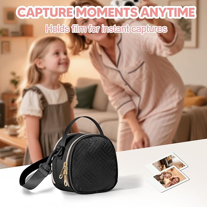 Prokva Mini Camera Bag Compatible with Polaroid Go Generation 2 Instant Camera, Small Sling Bag with Pockets and Shoulder Strap, Black