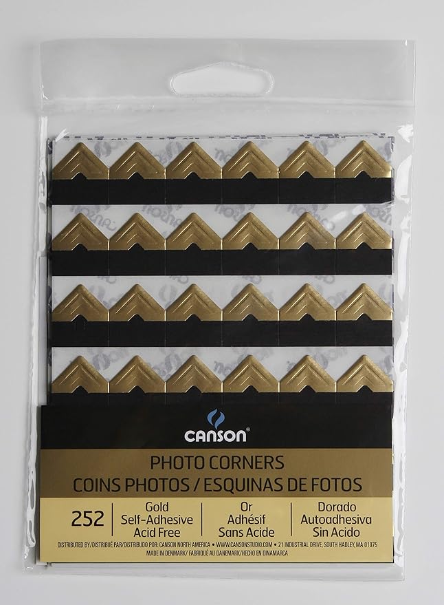 Canson Self Adhesive Photo Corners, Gold, 252-Pack (100510401)