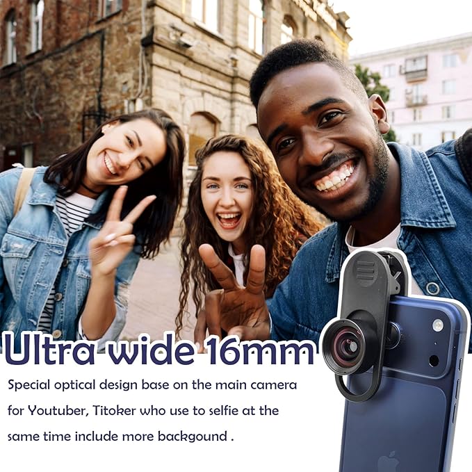 FotoZ Pro Lens kit with Rechargable LED Fill Light, Wide Lens, Macro, Clip for iPhone Android Smartphone Tablet for Vlogger, Tiktok, Video Conference, Lighting for Web cam with Clip on Selfie Light