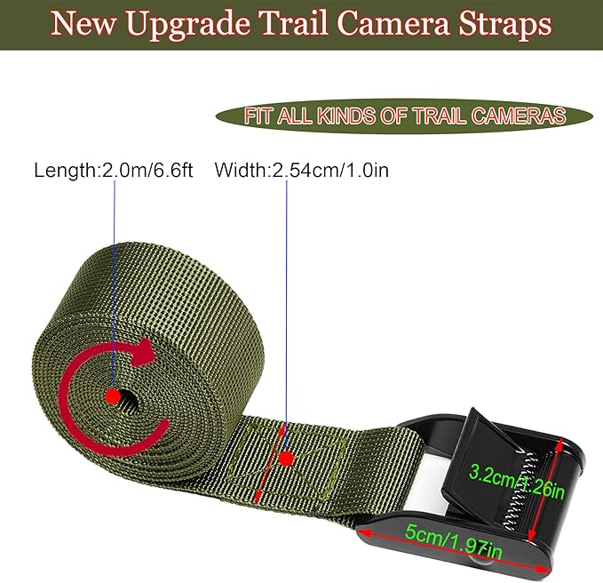 Heavy Duty Trail & Game Camera Mount Straps Belts Hunting Camera Tree Mounting Strap Belts Kit, Tie Down Straps with Buckle Portable UV Resistant and Foldable Nylon Fiber Strap Hunting Accessory 4 Pcs