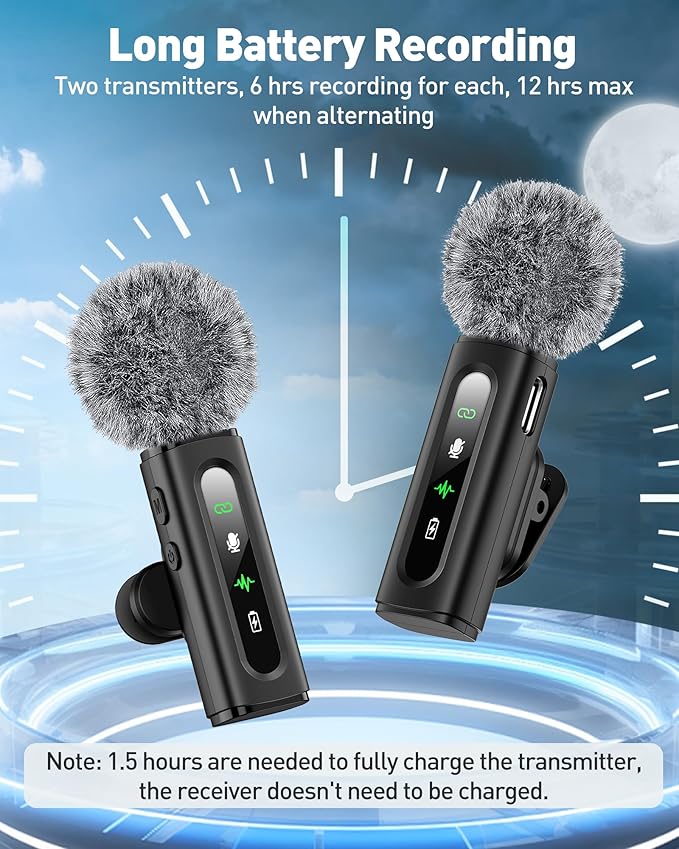 Wireless Lavalier Microphone for iPhone Recording Clip-on Mini Mic for iPhone/for iPad Video Recording with Rotatable Clip&Denoise Recording, Portable Mic Set for Content Creators