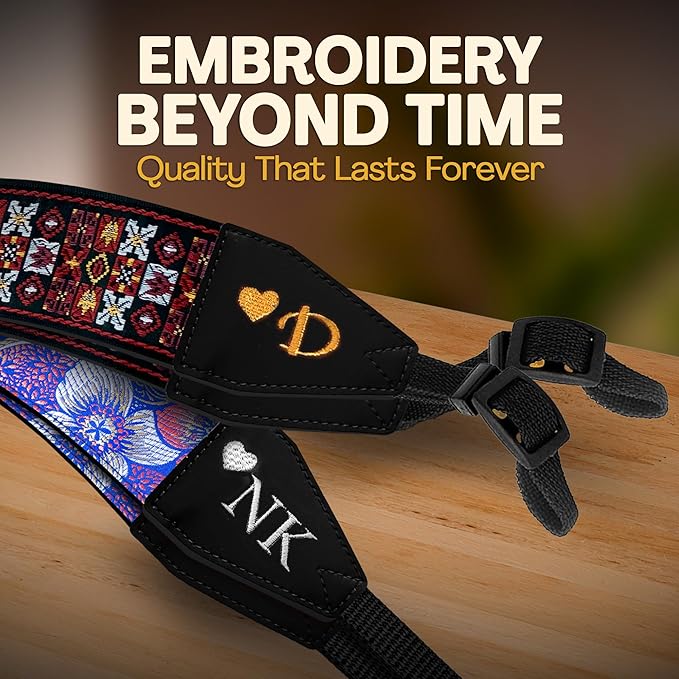 Art Tribute Camera Strap for All DSLR and Mirrorless Cameras. Add Your Name Or Initials Make It a Personalized Gift