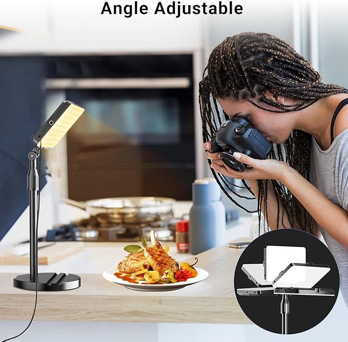 LED Video Light with Stand, Home Studio Back Lights, Photo Lights with Color Filters for Close Photography Lighting YouTube Video Recording, Desk Game Steaming