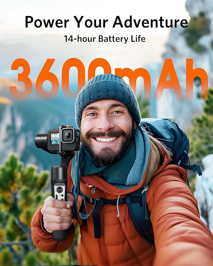 3 Axis Gimbal Stabilizer for Gopro Hero 13/12/11/10/9, Handheld Stabilizer for Gopro for Video Recording, IPX4 Waterproof, Bluetooth Control, Compatible with Osmo Camera, Insta360, hohem iSteady Pro4