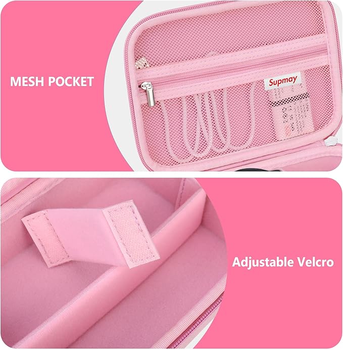 Hard Travel Case for Sony ZV-1F / ZV-1 / ZV-1 II Digital Camera, Protective Cases Bag Fits Vlogger Accessory Kit Tripod and Microphone, Extra Zipper Pocket fit Battery Charger, Pink
