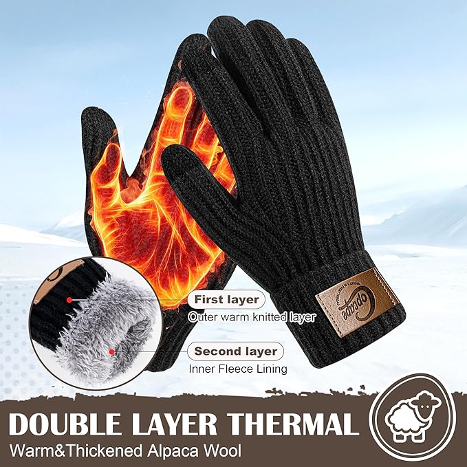 Copcape Winter Gloves for Men Women, Mens Gloves for Cold Weather Warm Thermal Fleece Lined Touchscreen Fingers for Outdoor