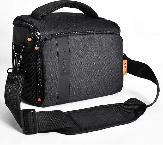 FOSOTO Waterproof (with Rain Cover) Shoulder Camera Case Bag Compatible for Nikon D5600 D750 D3300 Canon Rebel SL2 T7i EOS 80D 60D Sony A77II a68 a99II Travel DLSR SLR Camera Bags