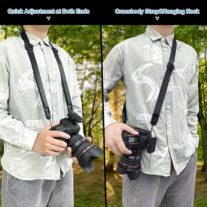 Adjustable Camera Strap, Universal Camera Strap with Quick Release and Connection, Comes with Comfortable Silicone Shoulder Pads and Base, Smooth and Sturdy, Strap Width 1''(Fluorescent Green)