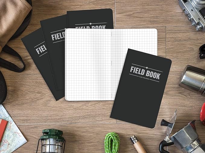 Elan Publishing Company Field Notebook/Pocket Journal - 3.5"x5.5" - Black - Graph Memo Book - Pack of 5