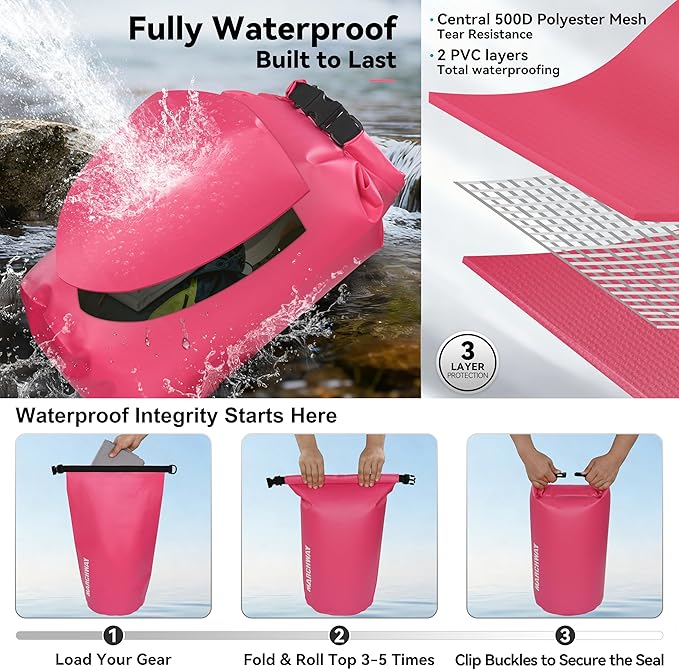 MARCHWAY Floating Waterproof Dry Bag Backpack 5L/10L/20L/30L/40L, Roll Top Sack Keeps Gear Dry for Kayaking, Rafting, Boating, Swimming, Camping, Hiking, Beach, Fishing