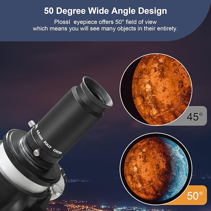 Alstar 1.25 Inch Plossl Telescope Eyepiece - 40mm Fully Multicoated Optical Lens for 1.25inch Astronomic Telescope and Astronomy Filters - 4 Element Plossl Design