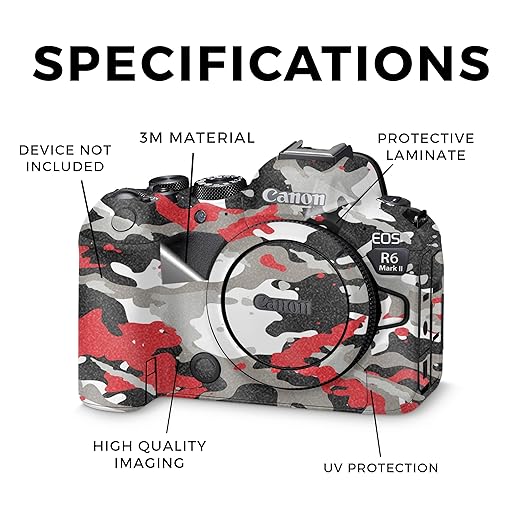 Glossy Glitter Camera Skin Compatible with Canon EOS R6 Mark II Camera (2022) - Red Camo - Premium 3M Vinyl Protective Wrap Decal Cover - Easy to Apply | Crafted in The USA by MightySkins
